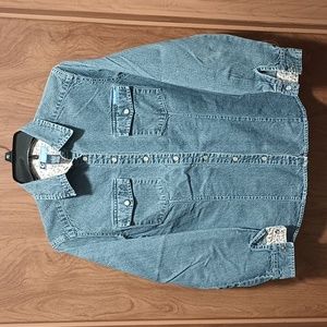Duck Head Jeans Denim Jean Jacket Women Small Pearl Snaps